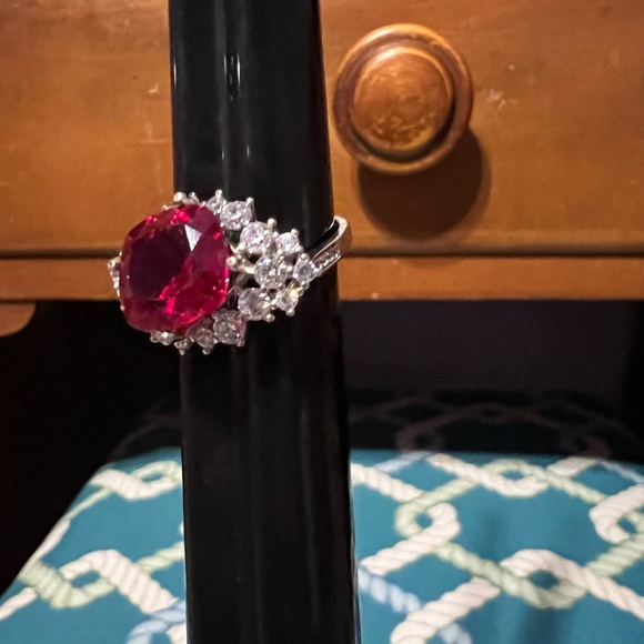 Sterling silver lab created Ruby ring - Picture 10 of 12